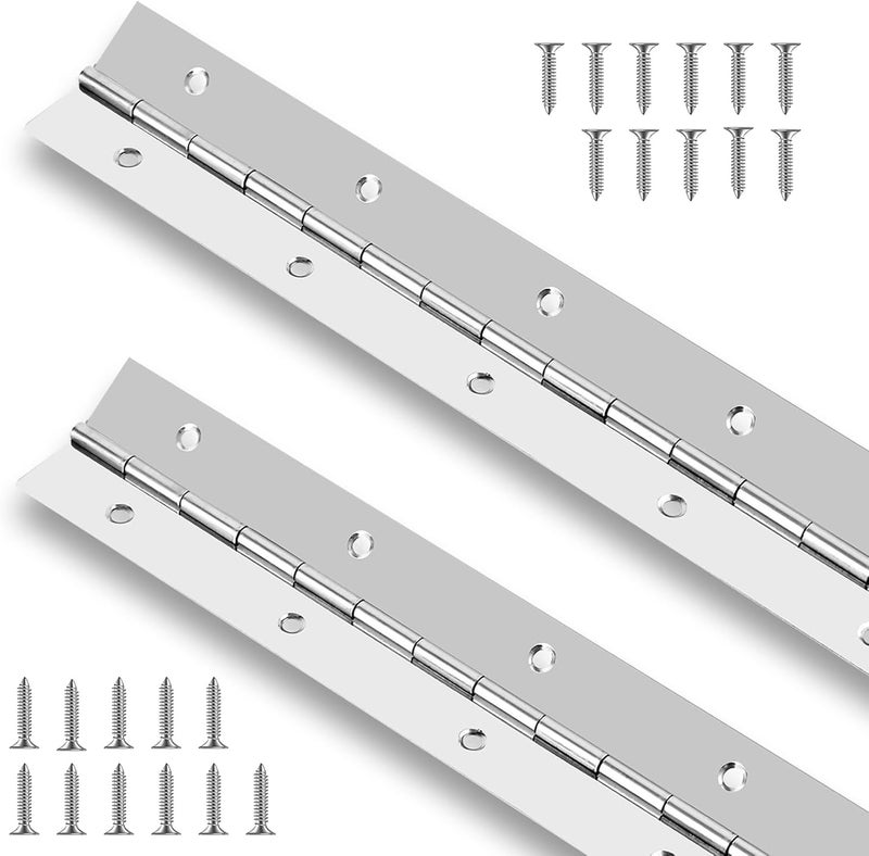 GRRONZEE 2PCS Piano Hinge 16 Inch, Stainless Steel Continuous & Piano Hinge Heavy Duty Piano Hinges, 0.04" Leaf Thickness, 0.5" Knuckle Length, Screw Included - Image 1
